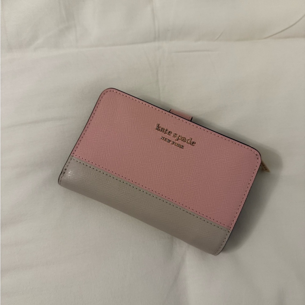 Kate Spade Pink and Gray/Tan Leather Wallet